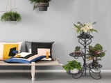 4 Potted Rounded Flower Metal Shelves Plant Pot Stand Decoration for Indoor Outdoor Garden Black 69287047