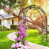 Metal Garden W74.4'' x H98.4'' Garden Arbor Trellis Climbing Plants Support Rose Outdoor W1586P268772