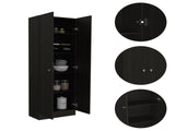 Multistorage Pantry Cabinet, Five Shelves, Double Door Cabinet -Black B20091964