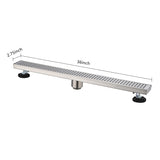 ZUN 36 Inches Linear Shower Drain with Removable Quadrato Pattern Grate, 304 Stainless Shower Drain W928P199542