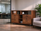 Wooden Filing Cabinet, 4 Drawers, Walnut, P2 Particle Board with Melamine 39071771