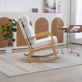 ZUN 25.2"W Modern Rocking Chair Accent Lounge Armchair Comfy Boucle Upholstered High Back Wooden Rocker W1298137118