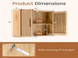 Natural 2-Tier Wall Mounted Bathroom Cabinet with Slatted Doors, 60.9620.3250.8cm Adjustable 46749699