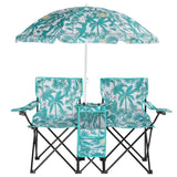 Portable Outdoor 2-Seat Folding Chair with Removable Sun Umbrella Pineapple 98412060
