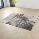 Quarry 5x6.5' Abstract Area Rug, Gray & Orange Polypropylene B2719P245965