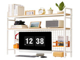 3-Tier Desktop Bookshelf with Grid Design, White Countertop Storage Organizer for Desk, Metal 75829559
