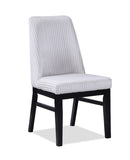 2pc Contemporary Upholstered Side Chair White Textured Fabric Upholstered High Back Cushioned Seat B011P241349