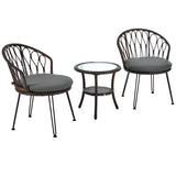 U_STYLE Outdoor Leisure Set, 2 Rattan Single Chairs with A Glass Round Table, Perfectly Suited for N711P256422D