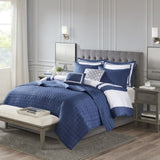 8 Piece Comforter and Quilt Set Collection Navy Full/Queen B03597092