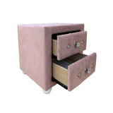 Fabric Upholstered Nightstand with 2 Drawers, Pink B016P256487