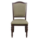 Dark Cherry Finish Dining Chairs Set of 2 Upholstered Seat and Back Nailhead Trim Wooden Furniture B011P186811