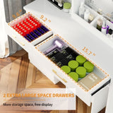 32'' Wide Makeup Vanity Desk with Lighted Mirror and Power Outlet, Dressing Table with Large Storage W2887P284258