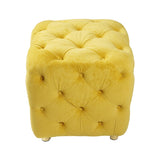 Yellow Modern Velvet Upholstered Ottoman, Exquisite Small End Table, Soft Foot Stool,Dressing Makeup W1170103516