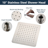 Brushed nickel 10" Square Rainfall & High Pressure Stainless Steel Bath Shower head W121960066