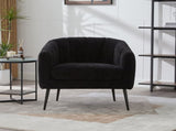 29.9'' Modern Upholstered Chenille Vanity Barrel Accent with Metal Legs, Channel Tufted Lounge W3118P328900
