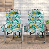 63*70*99cm Heightened Oxford Cloth Silver White Aluminum Tube Bearing 100kg Beach Chair Lemon 14359965