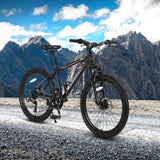 24 Inch Mountain Bike Boys Girls, Steel Frame, Shimano 21 Speed Mountain Bicycle with Daul Disc 41775886