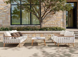 Calarono 2pc Teak & Aluminium Outdoor Sofa and Coffee Table Patio Set Sand Dune Chenille B2719P320845