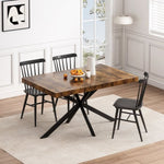 ZUN 55.11" -70.86"Retro Rectangular Stretch Dining Table, Antique Wood Top And Black Relief Plate, Black W757P147831