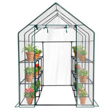 Mini Walk-in Greenhouse with PVC Cover, 8-Shelf Indoor Outdoor Planting Green House for 38528035