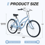 7 Speed Bicycles, Multiple Colors 26"Inch Beach Cruiser Bike W1019116872