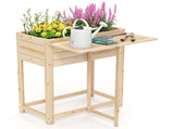 Solid Fir Wood Raised Garden Bed, Foldable Side Table DIY Paintable Planter Box for Herbs 47776973