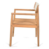 CREATIVE BRAIDED ACACIA WOOD OUTDOOR TABLE AND CHAIRS WITH ARMRESTS, SUITABLE FOR OUTDOOR N770P269704W