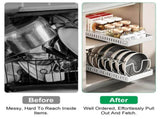 Adjustable Carbon Steel Sliding Cookware Storage Rack, Anti-Rust Pull Out Pan Lid Holder for Cutting 27997751