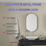 20x34 Inch Oval Recessed Medicine Cabinet, Metal Framed Bathroom Wall Cabinet with Mirror and W1435P201160