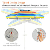 7.2 Feet Outdoor Beach Umbrella with Tilt Mechanism 49206287