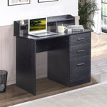 ZUN FCH 110*50*95cm Particleboard Paste Triamine Desktop Storage Layer Three Drawers Computer Desk Black 13565544