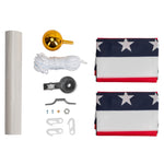 ZUN 25ft Solemn Outdoor Decoration Sectional Halyard Pole US America Flag Flagpole Kit 19630625