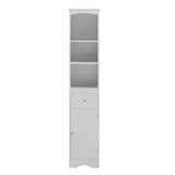 Tall Bathroom Cabinet, Freestanding Storage Cabinet with Drawer, MDF Board, Adjustable Shelf, White WF289423AAK