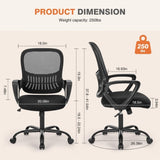 ZUN Ergonomic Office Chair Home Desk Mesh Chair with Fixed Armrest Executive Computer Chair with Soft 91988090