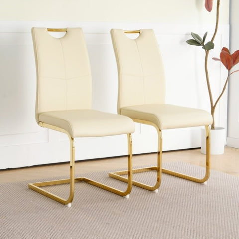 ZUN Modern PU dining chair Living room chair Upholstered chair, gold metal chair leg design, kitchen, W210P164983