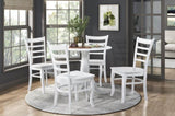 ZUN White Finish Dining Chairs Set of 2 Wooden Ladder-Back Casual Farmhouse Style Kitchen Dining Room B011P188439