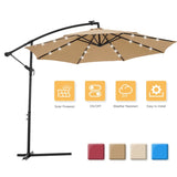 10 FT Solar LED Patio Outdoor Umbrella Hanging Cantilever Umbrella Offset Umbrella Easy Open 73726106