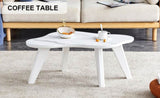 ZUN Modern minimalist white imitation marble tabletop coffee table. Solid wood spray painted desk legs, W1151P165879