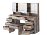 Large Vanity Table Set with 3 Opening Mirrors and LED Lights, Vanity Table with Full Storage Behind 95580572