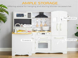 Corner Play Kitchen Set, Large Modern Pretend Kitchen with Full Appliances, Sound Effects & Ample 17218967