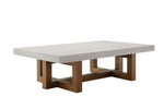 ZUN ACME Keven Coffee Table, Faux Concrete Top & Walnut Finish LV03015