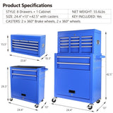 ZUN Rolling Tool Chest with Wheels and 8 Drawers, Detachable Large Tool Cabinet with Lock for Garage, W1239132602