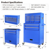 ZUN Rolling Tool Chest with Wheels and 8 Drawers, Detachable Large Tool Cabinet with Lock for Garage, 42379915