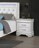 Modern Sleek Bedside Table White 1pc Nightstand Bedroom Furniture Accent Handles Spacious Drawers B011P306183