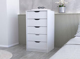 Logan White 5 Narrow Drawer Dresser B062P175095