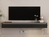 Floating TV Stand,Wall Mounted TV Shelf with Led Lights & Power Outlet,Fluted TV Cabinet for tv W1321P462645