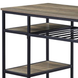 Rustic Oak and Black Kitchen Island with Open Shelving B062P184581
