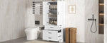 ZUN Tall Bathroom Storage Cabinet, Cabinet with Two Doors and Drawers, Adjustable Shelf, MDF Board, N725P206123K