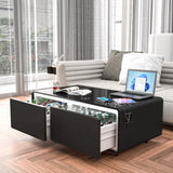 ZUN Modern Smart Coffee Table with Built-in Fridge, Bluetooth Speaker, Wireless Charging Module, Touch W1172126005