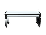 Silver Mirrored Coffee Table, Black Vintage Carved Wooden, Rectangle Glass Tea Table with Mirrored 12893782